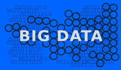 Image représentant le Big Data sur fond bleu