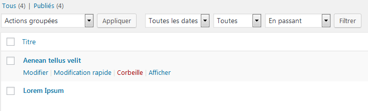 WordPress 5.2 - Filtre par format d'article