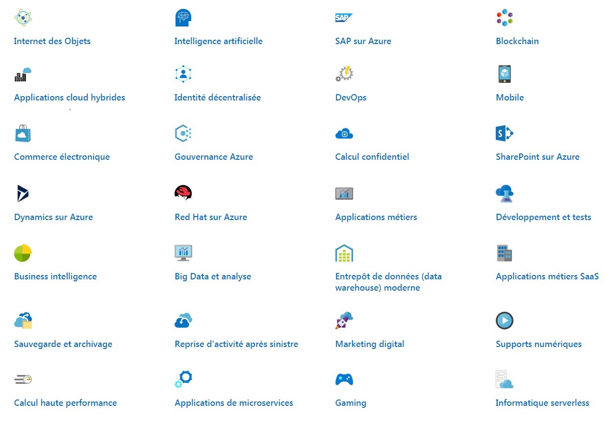 olutions proposées par Microsoft Azure